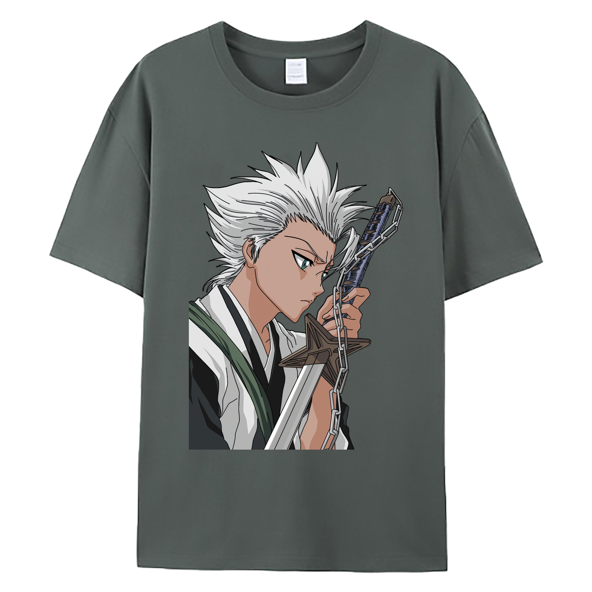 （画像用） ブリーチ 日番谷冬獅郎（ひつがや とうしろう） BLEACH Hitsugaya Toushirou 綿100％ メンズ半袖Tシャツ｜肌触りやわらか＆通気性